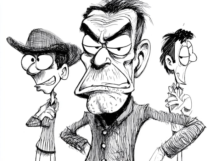 Draw amazing cartoons and caricatures line art by Fabuegenar | Fiverr