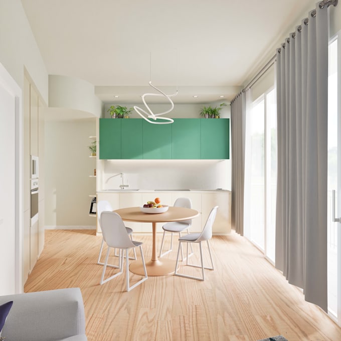 design and 3d photorealistic render interiors