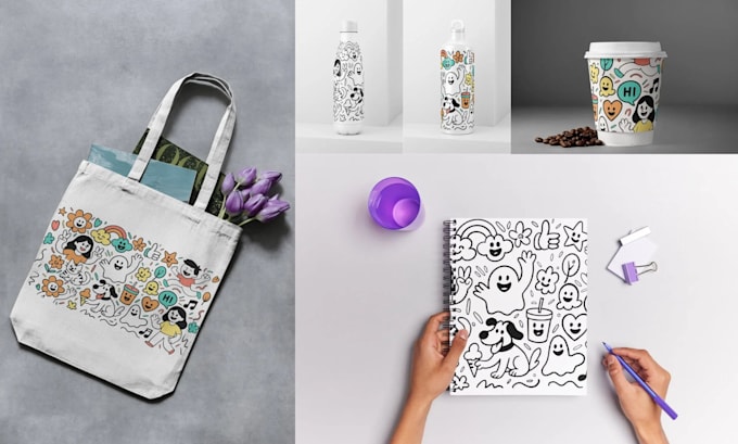 draw custom doodle art line art illustration