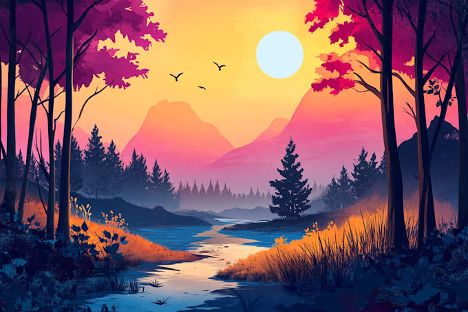 make amazing landscape and character illustration for you