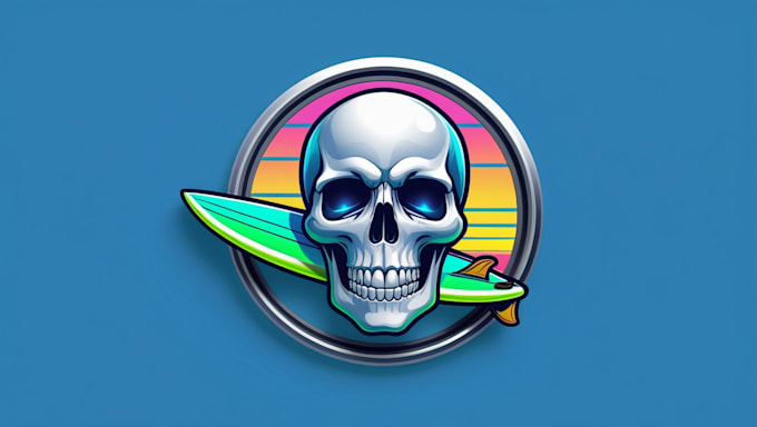 do creative skull with surfboard logo delivery in just 2 day