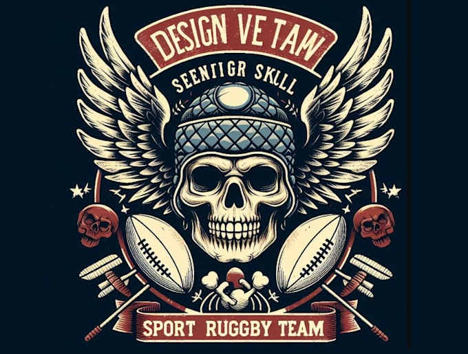 create vintage skull sport rugby team logo