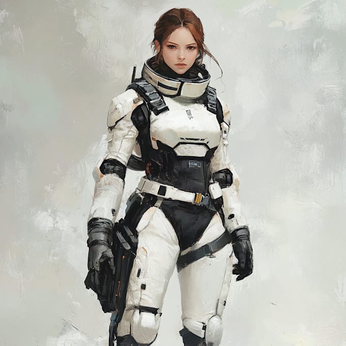 create illustration, fantasy sci fi character design