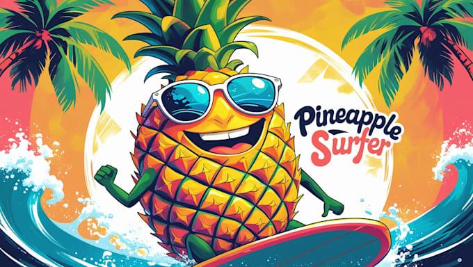 do awesome pineapple surfer logo with free vector file