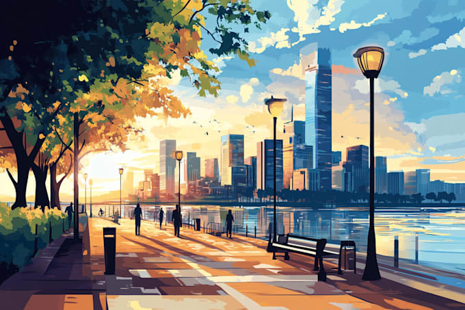 draw landscape nature minimalist poster vector art