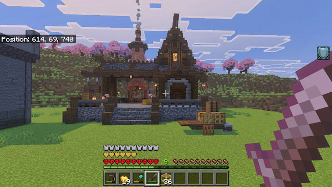 build minecraft houses, castles, villages