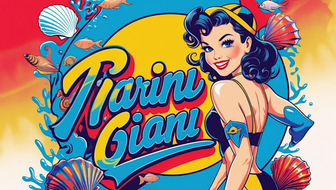 create unique marine with pin up girl logo for your brand
