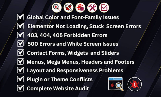 fix elementor issues, responsive problems, and wordpress issues