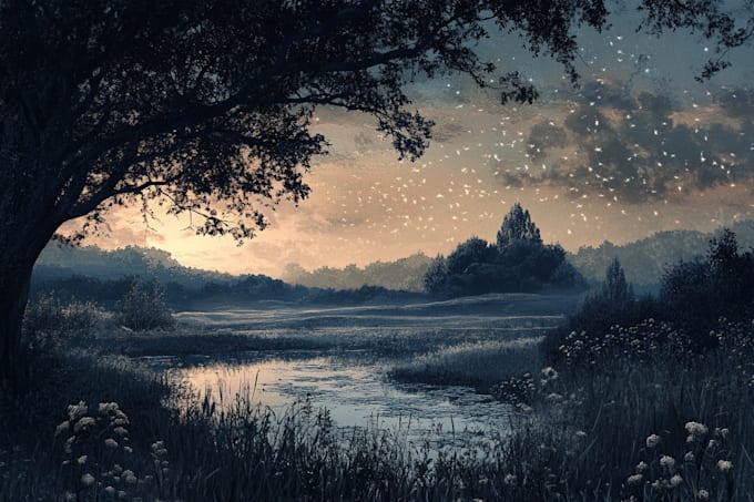 make a fantasy landscape, illustration