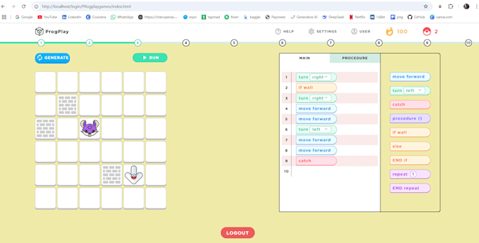 design web based programming learning game for kids