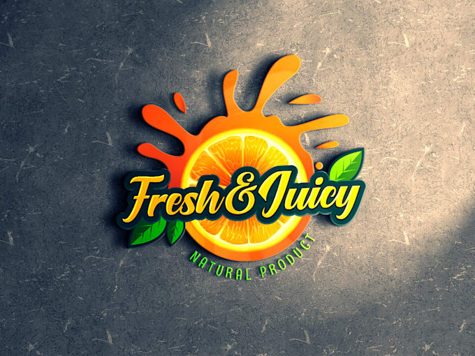 do a cool trendy fruit juice bar professional 3d logo
