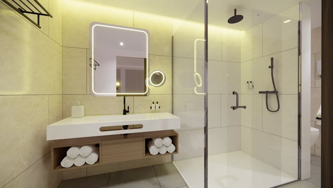 create your bathroom interior 3d design and render