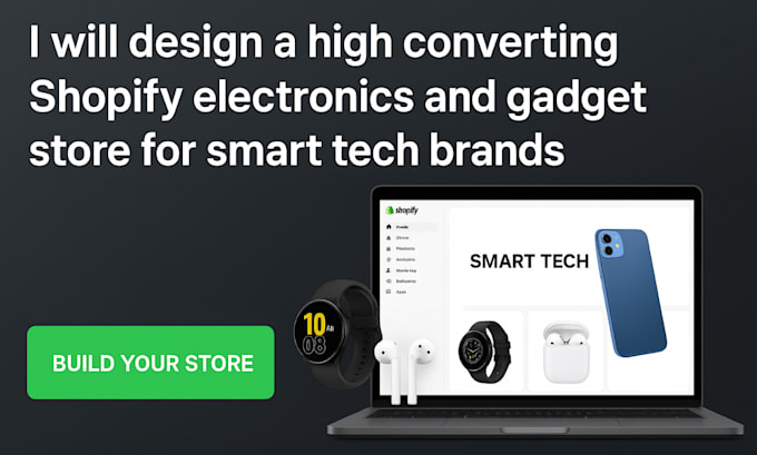 design high converting electronics gadget shopify store smart tech brand website
