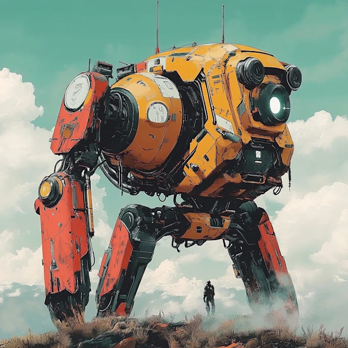 draw your mecha robot fanart or original in digital artwork