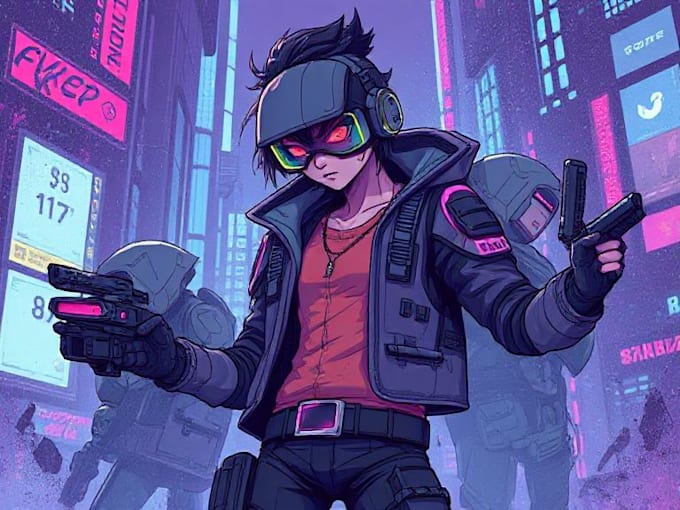 create sci fi or cyberpunk character artwork