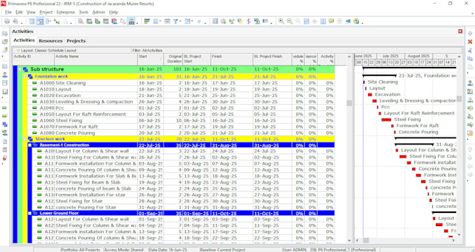 build primavera p6 baseline and tracking schedules