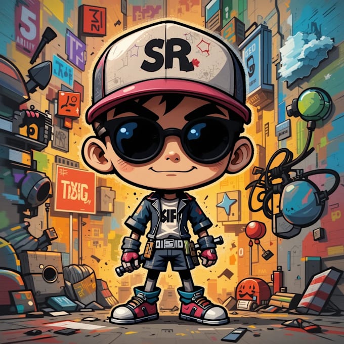 draw graffiti character, cool cartoon character