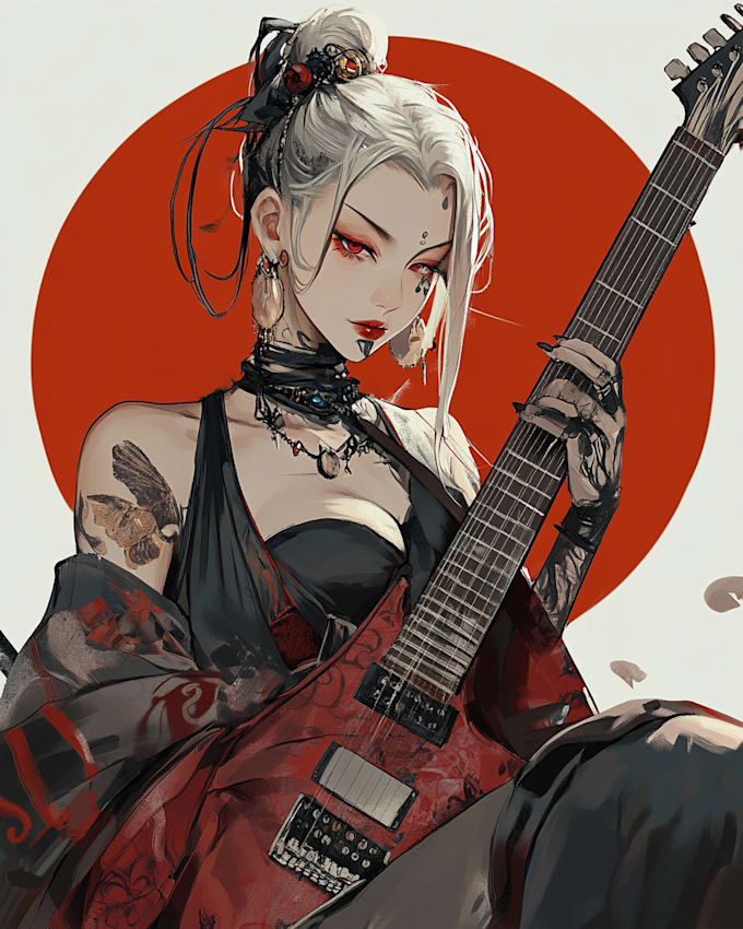 tattoo illustration anime style in lines