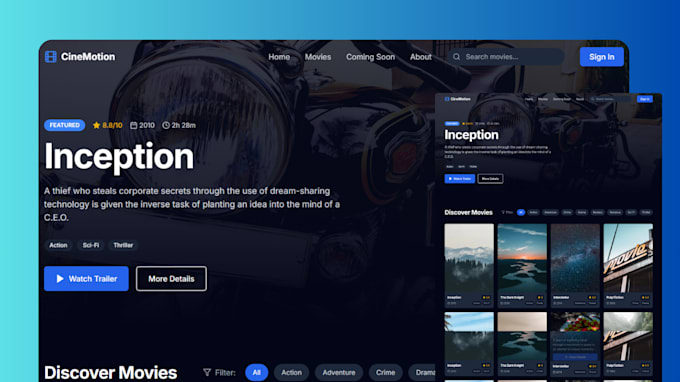 develop animated landing and portfolio pages
