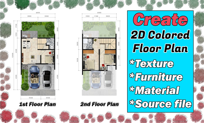 create 2d colored floor plan with photoshop from your sketch