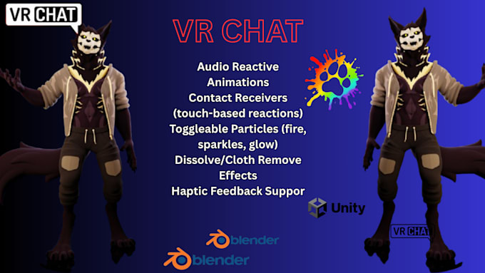 Model realistic furry vrchat avatar, 3d vtuber model, nsfw vseeface avi ...