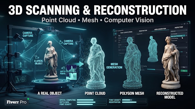 do computer vision 3d scanner, mesh generation, point cloud model reconstruction