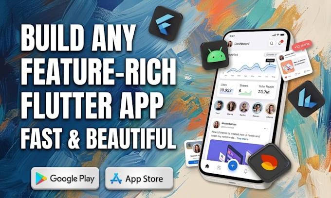 develop modern flutter app for android and ios with firebase and API integration