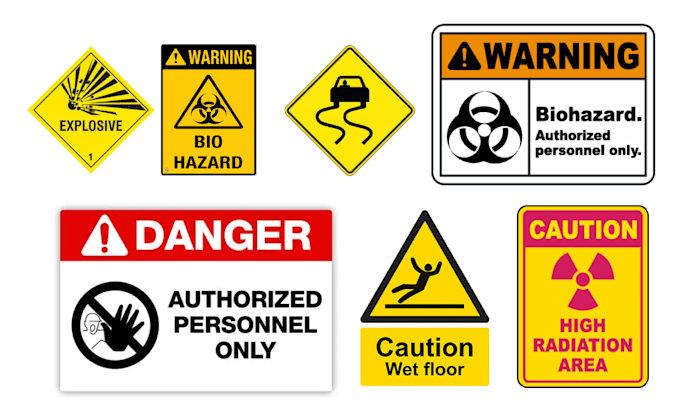 design safety, warning, hazard and caution sign