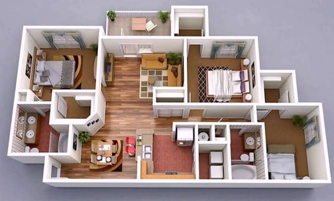 Create 2d and 3d floor plan and rendering, blueprint house, commercial ...
