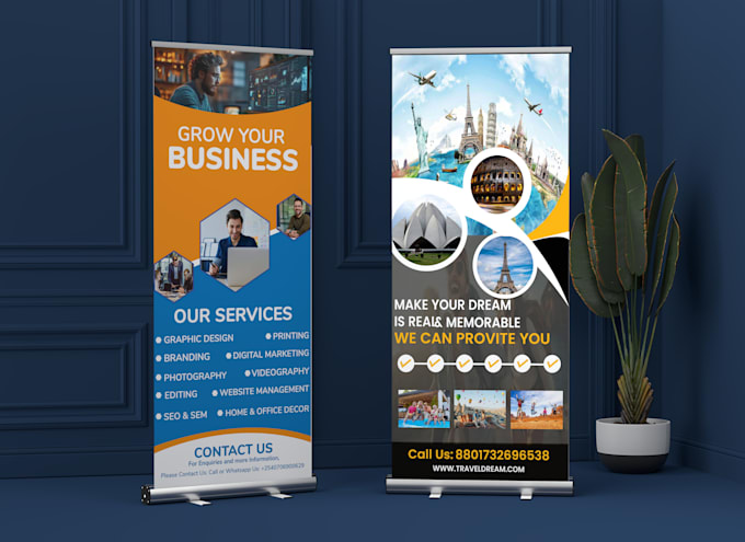 design roll up, pull up or pop up banner, retractable banner