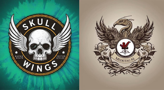 create custom skull vintage bird eagle logo