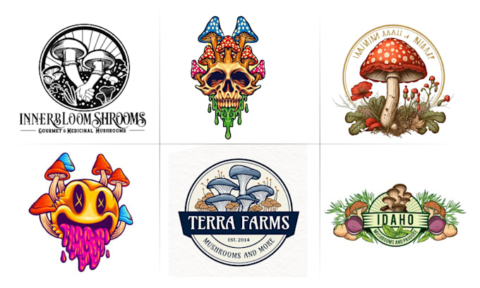 design professional trippy, psychedelic, mushroom logo