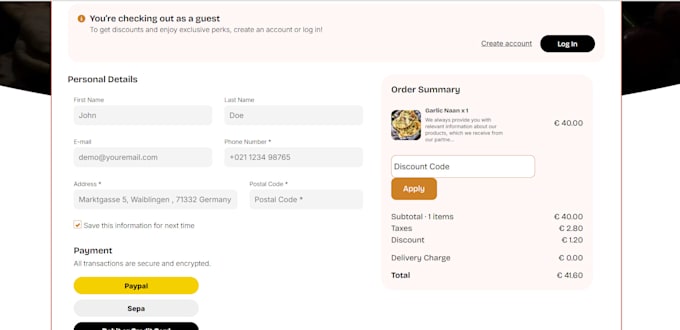 provide readymade online food order website and mobile app