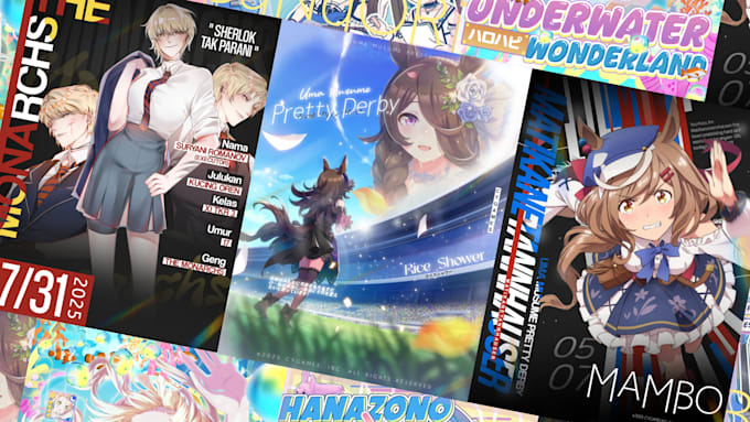 design custom anime poster, event poster ,wallpaper or flyer