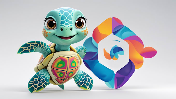 design sea turtle mascot logo with my creative thinking