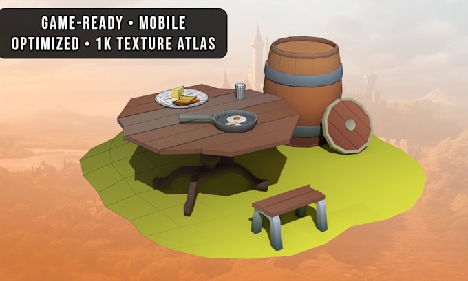 create stylized low poly 3d models for games and mobile apps