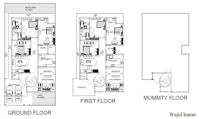 Make architectural floor plan blueprints in dwg and pdf by Wajid ...