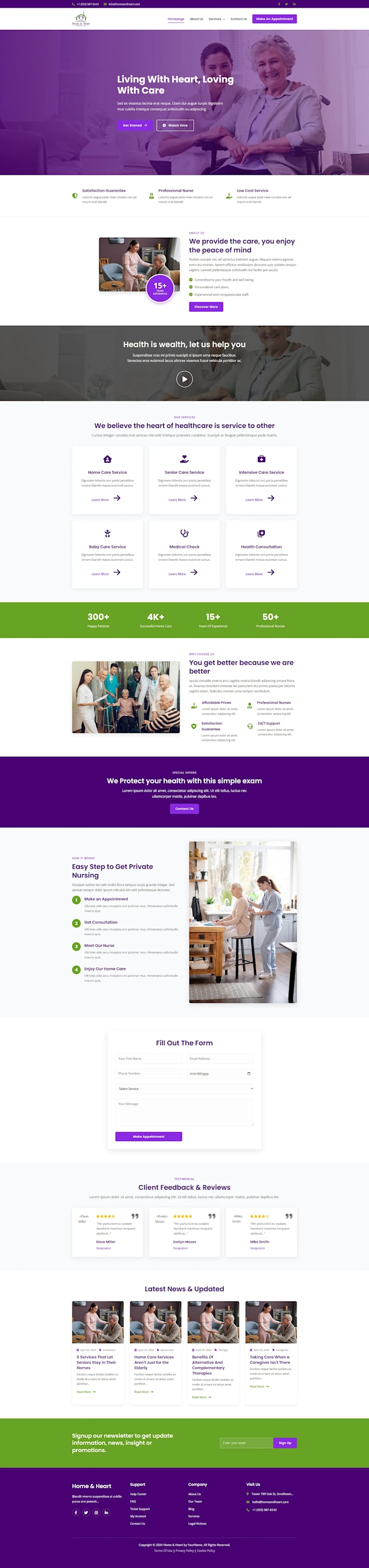 build a modern SEO based home care website with a booking system