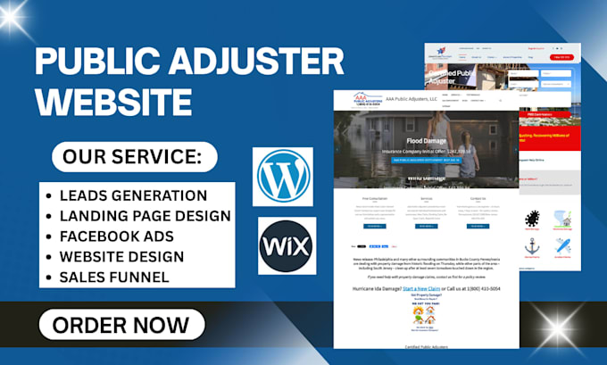 build public adjuster website insurance claim website sales funnel website