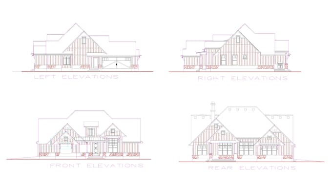 draw architectural drawing, floor plan, sections, elevations
