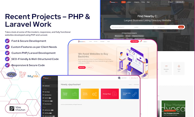 develop, fix, customize or migrate your PHP or laravel website