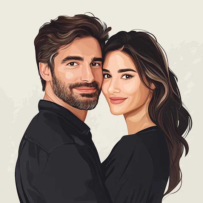 draw family, couple or group portrait illustration