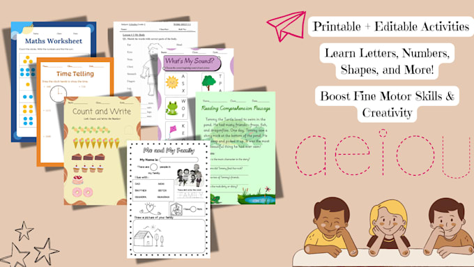 design educational printable worksheets for kids by an ecce educator
