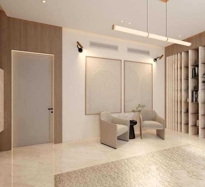 design a modern 3d office interior for startups and professionals