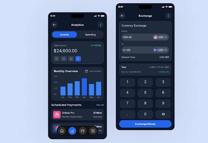 develop fintech app neobank app loan app money transfer app crypto app p2p app