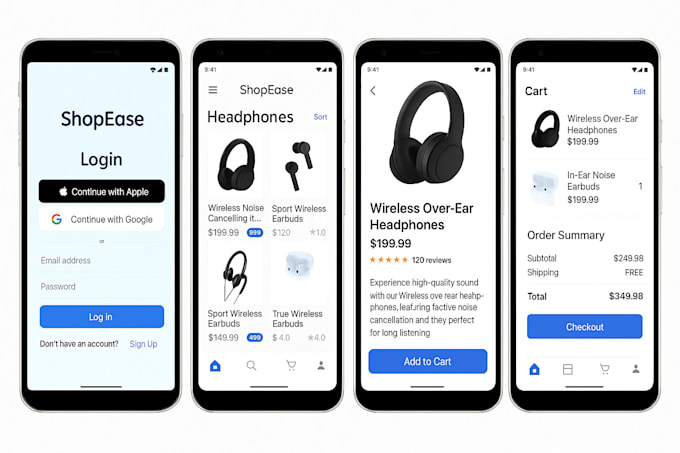 develop native and crossplatform apps flutter, ios, android