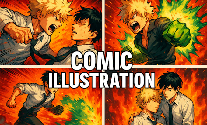 draw high quality comic pages base on your script in your style or character