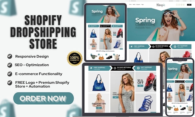 design a premium shopify dropshipping store with free logo and automation