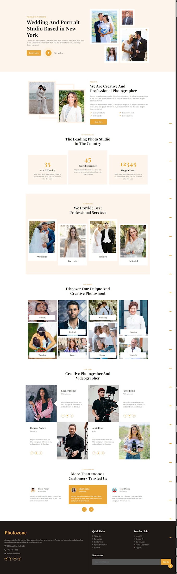 create a photo studio or portfolio website using laravel and react