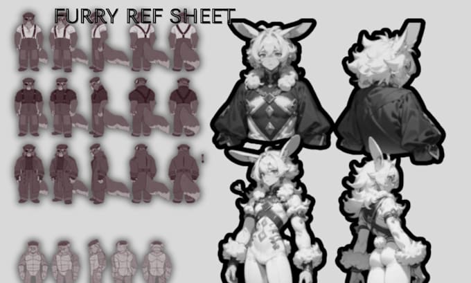 Draw furry character reference sheet,anthro nsfw oc,fursona for fursuit ...